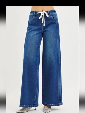 RISEN Wide Leg Drawstring Jeans - Women